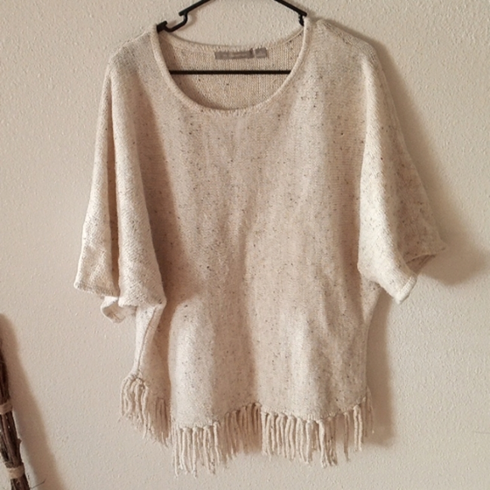 Ny collection half sleeve sweater with tassels size x large